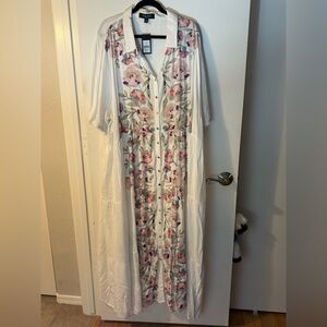 Floral Maxi Dress - White and Pink